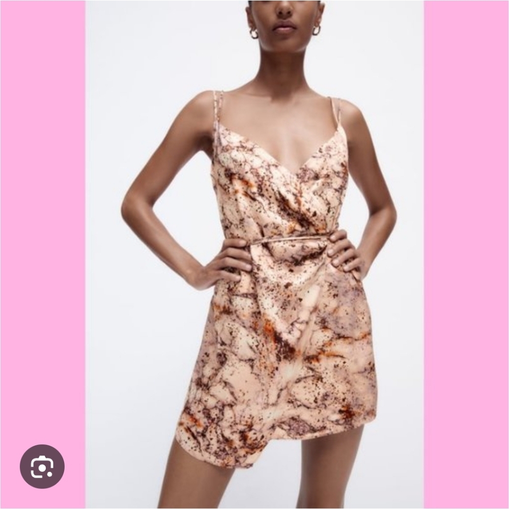 Marbled Print Zara Wrap Dress